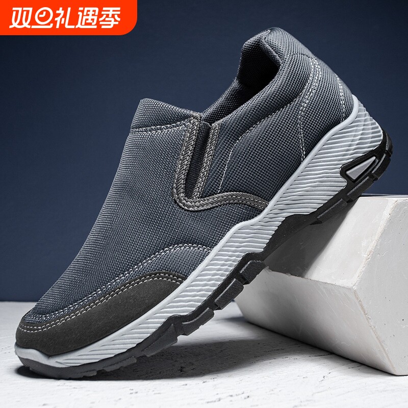 老北京布鞋2025秋季透气一脚蹬懒人男士百搭休闲厚底新款软底男鞋