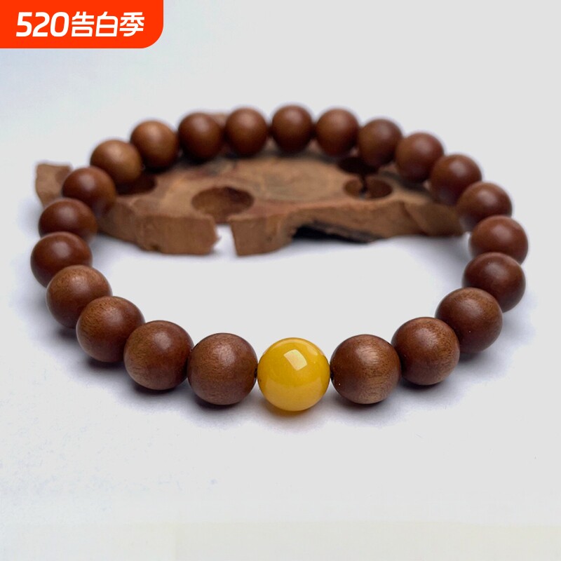 彦人韵印度老山檀手串女手链檀香木蜜蜡沉水文玩佛珠檀木绿松石