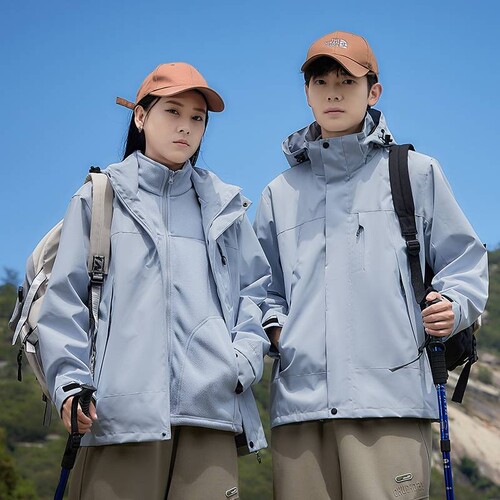 户外登山冲锋衣抓绒内胆三合一可拆卸防风防水夹克冬季朱雀防雨