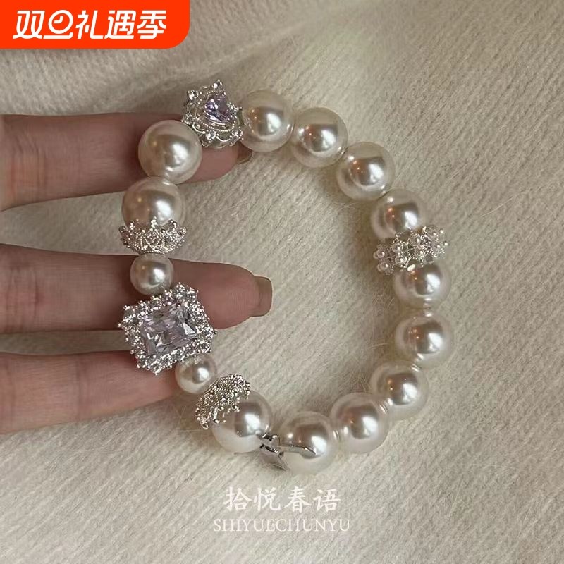 「时光珍宝」法式施家串珠小方糖手链爆闪气质轻奢高颜值串珠手串