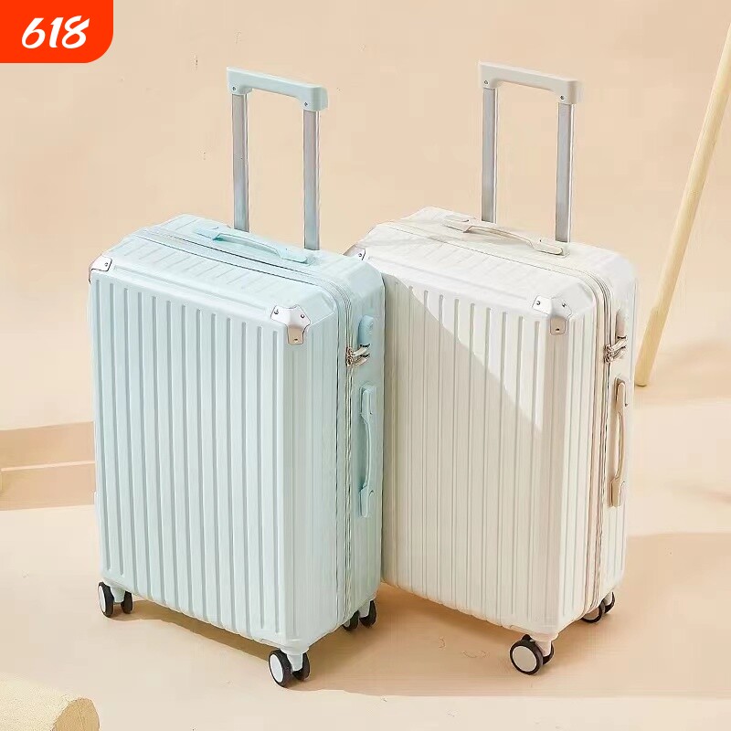 新款行李箱拉杆箱耐用结实24寸旅行箱大容量登机箱充电蓝色万向轮