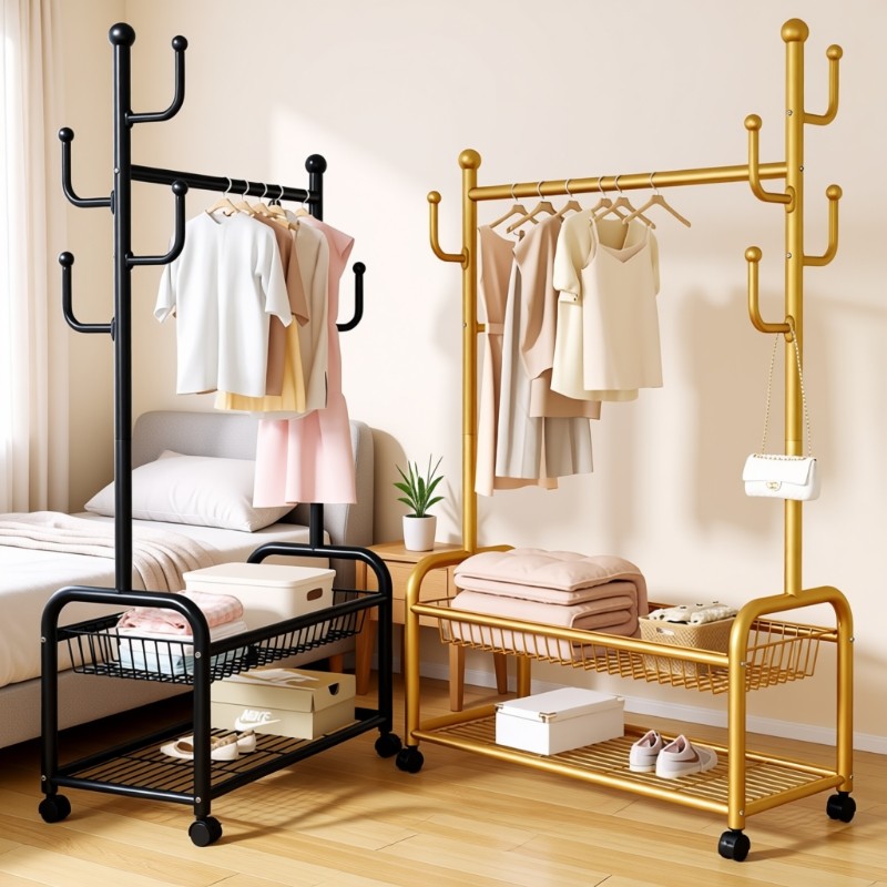 衣帽架落地衣架家用移动室内卧室衣服挂衣架阳台架子简易晾衣架子