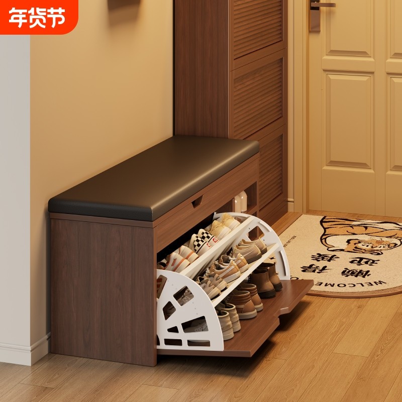 实木鞋架家用门口鞋柜坐凳一体换鞋凳玄关穿鞋凳收纳简易鞋子卧室,住宅家具,鞋架,淘宝优惠券,粉丝福利购,淘宝优惠卷