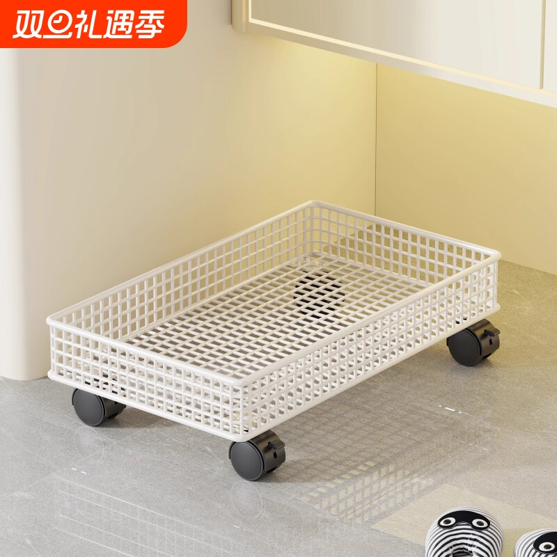 卫生间置物架可移动洗漱台洗衣机旁洗衣液收纳筐浴室带轮滑轮金属