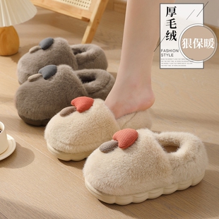 棉拖鞋毛绒冬季2024新款包跟踩屎感家居女士保暖棉鞋外穿绿色白色