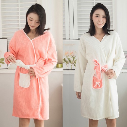 浴袍可穿可裹浴巾吸水速干柔软吊带女可爱秋冬款全身长款洗澡浴衣