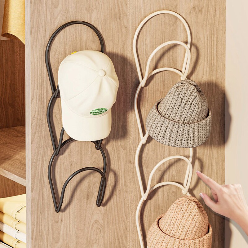 悬挂式衣帽收纳架免打孔家用衣柜门后挂架挂贝雷帽鸭舌帽围巾挂钩