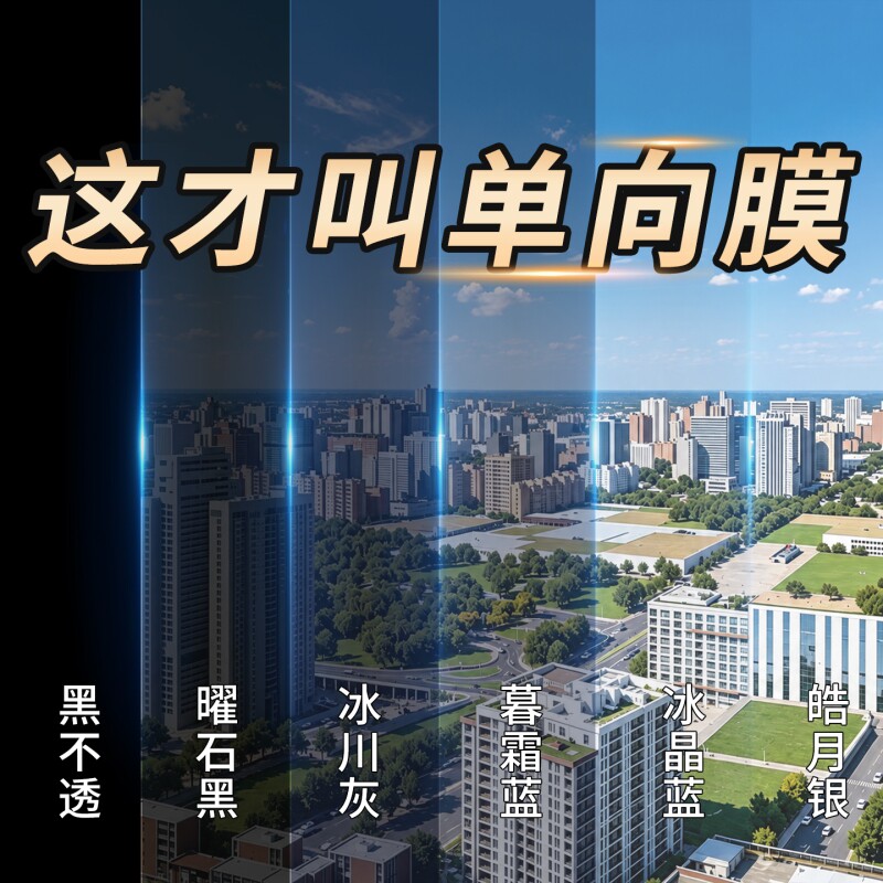 玻璃窗户贴膜防窥膜透光不透明单向透视贴纸遮光隔热遮阳隐私阳台