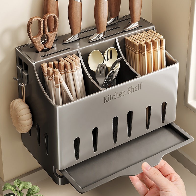 2025不锈钢厨房刀架置物架壁挂筷笼多功能菜刀具筷子筒一体收纳盒,家装主材,刀架,淘宝优惠券,粉丝福利购,淘宝优惠卷