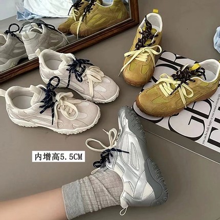 内增高鞋女2024新款秋季休闲运动女鞋子网面透气阿甘鞋小白鞋防滑