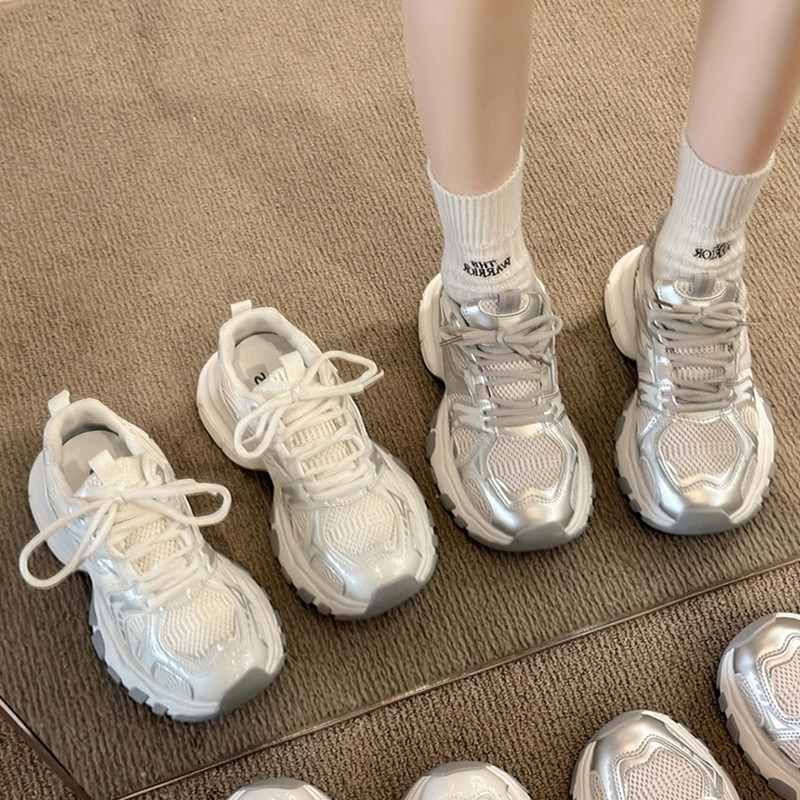 赵露思白鹿同款老爹鞋子女2024新款网面夏季增高运动休闲爆款女鞋