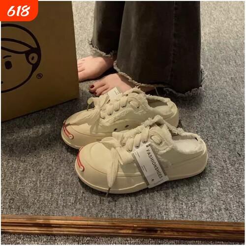 赵露思同款厚底帆布包头拖