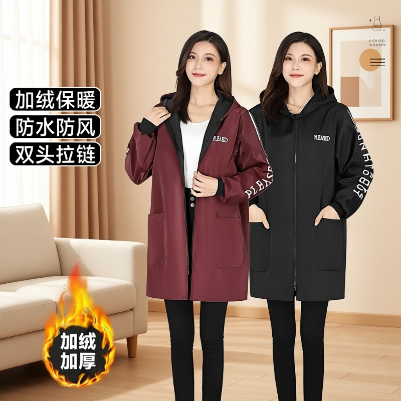 罩衣女新款加绒加厚围裙工作服成人防水防油厨房家用干活外套冬季
