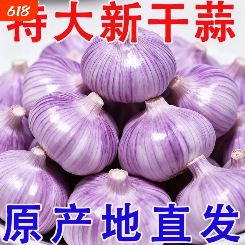 2026年河南农家干大蒜5斤大蒜头新鲜紫白皮种子新干蒜9斤蔬菜自提