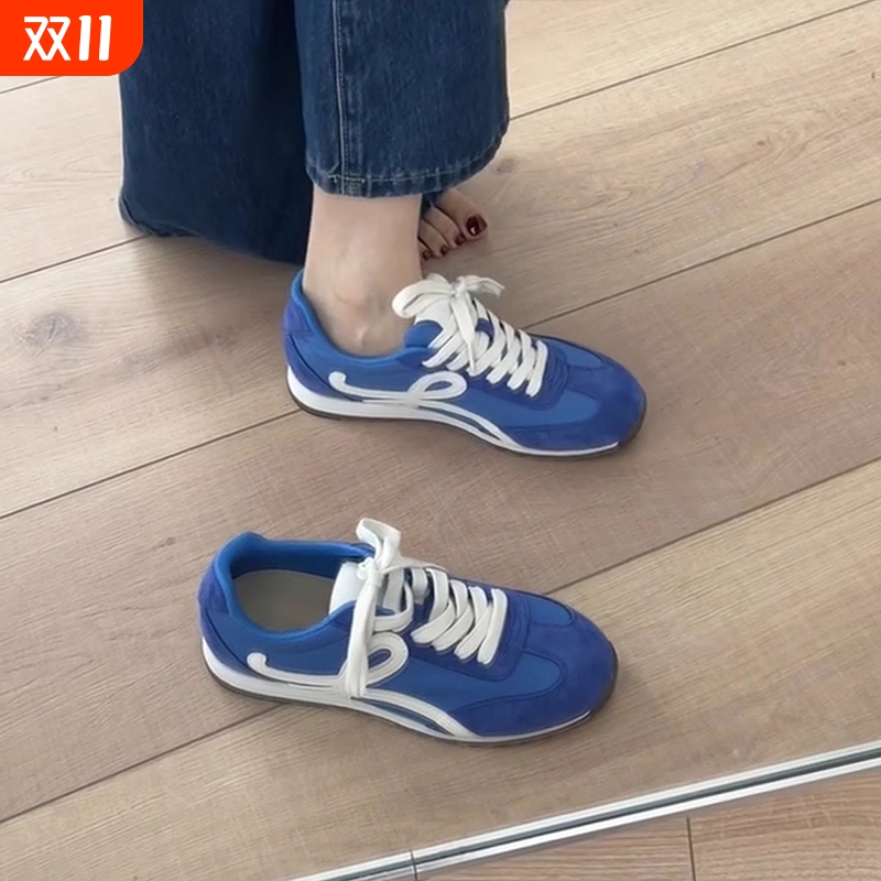 厚底复古德训鞋女2025新款秋季百搭休闲运动鞋平底阿甘鞋圆头轻便