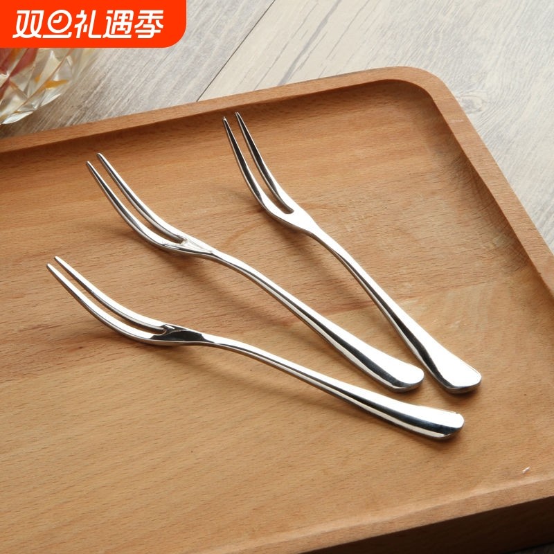 叉子出口欧式不锈钢水果套装加厚家用蛋糕小叉点心叉水果插叉签