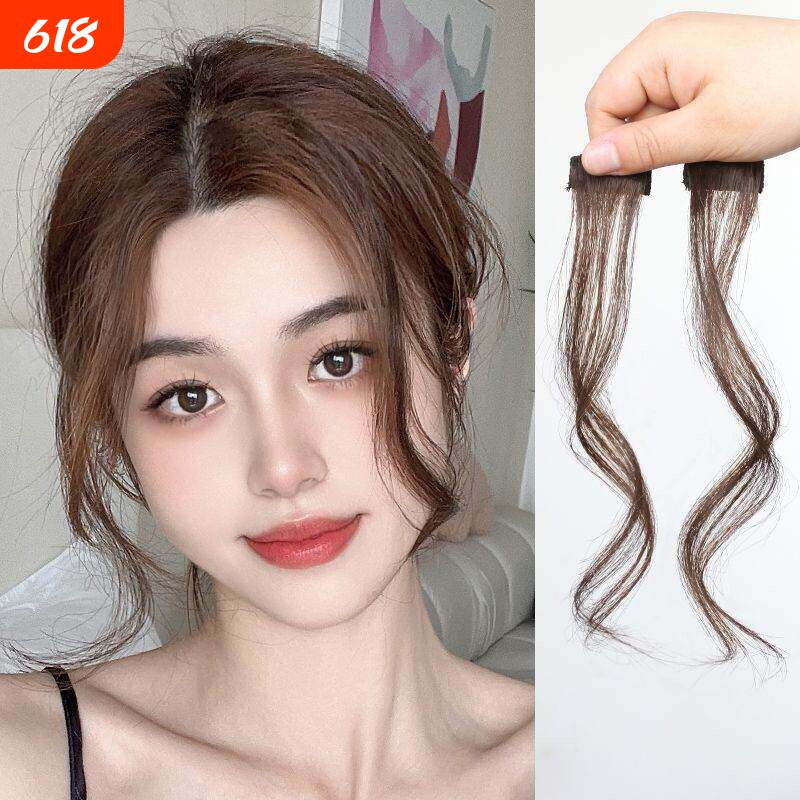 龙须刘海假发女自然中分八字刘海假发片鬓角两侧无痕卷头帘假刘海