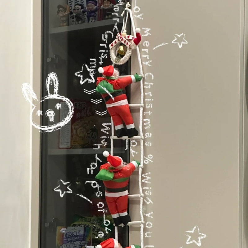 圣诞节装饰圣诞老人爬绳门挂摆件店铺创意公仔挂饰氛围感场景布置