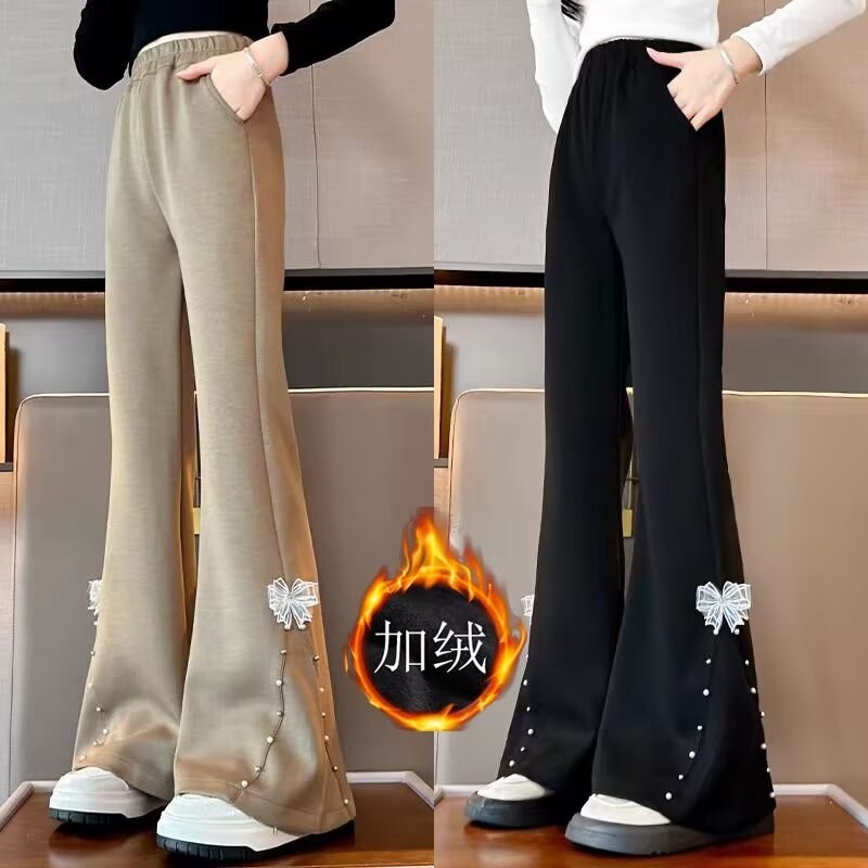 女童微喇裤子春秋款2025新款女大童外穿休闲裤儿童洋气喇叭裤春装