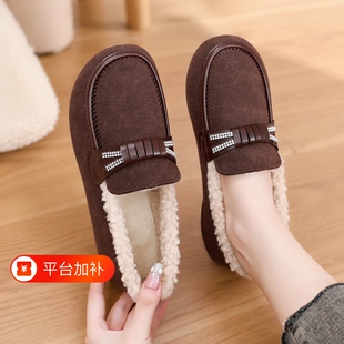 老北京布鞋女加绒妈妈棉鞋冬季防滑软底保暖奶奶鞋超软豆豆鞋平底