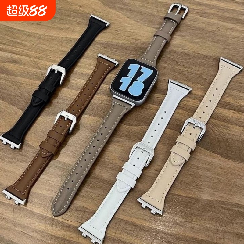 适用OPPOWatch4/3手表真皮质表带watch2/se代小蛮腰OPPO2pro夏天个性男女生透气腕带se夏季男女款表链