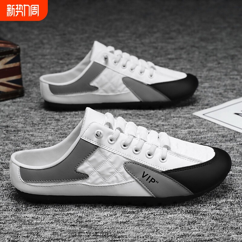 2026夏季新款男鞋布鞋韩版潮流百搭休闲鞋懒人一脚蹬半拖板鞋子男