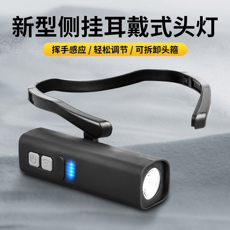 耳挂式头灯感应强光充电超亮夜钓鱼专用户外登山耳头戴式照明灯