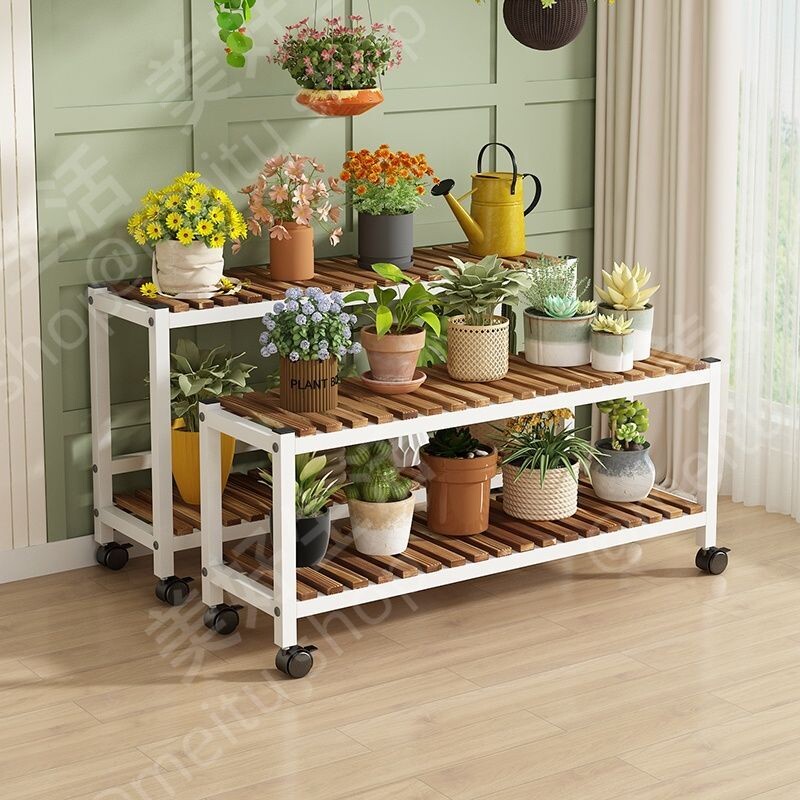 2025新款花架可移动带轮置物架阶梯客厅落地式多层花架子阳台室外