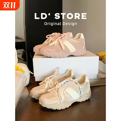 真皮~7cm内增高小个子厚底银色德训鞋女2025春新款休闲运动阿甘鞋