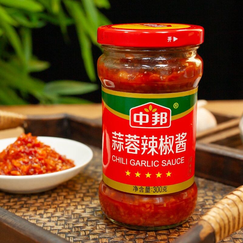 中邦蒜蓉辣椒酱300g家用拌饭火锅蘸料牛杂肠粉微辣调料辣酱瓶装组