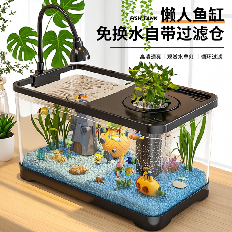 鱼缸小型客厅2025新款过滤制氧一体机生态透明桌面乌龟金鱼饲养缸