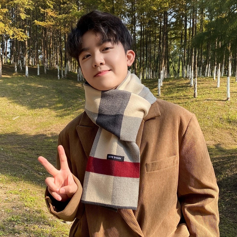 围巾男冬季男士仿羊绒高档保暖男生围脖长柔软送男友生日礼物情侣