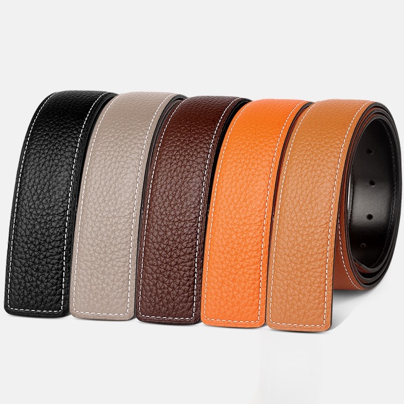 不带头皮带男士真皮头层牛皮无头H扣皮带条打孔针扣双面平滑扣