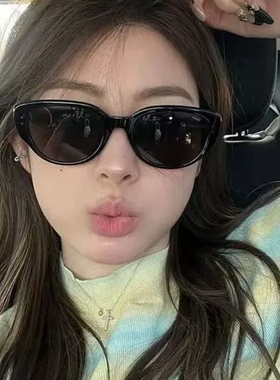 2026新款复古猫眼墨镜高级感欧美框白色旅游简约美式嘻哈太阳眼镜
