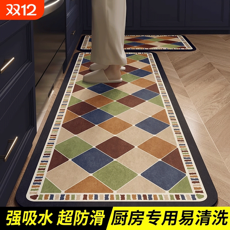 硅藻泥厨房地垫防滑吸水吸油全铺家用脚垫防污可擦免洗耐脏垫地毯