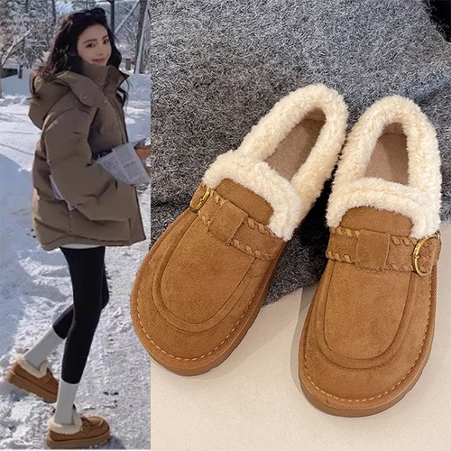 厚底加绒保暖全包勃肯鞋毛毛鞋女2025新款冬一脚蹬雪地靴豆豆棉鞋