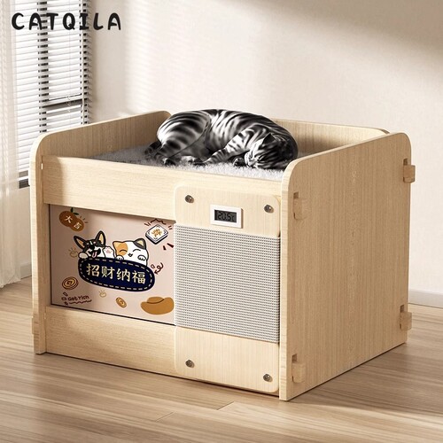 实木宠物猫窝冬天保暖封闭式房子猫狗窝四季通用别墅屋睡窝室内