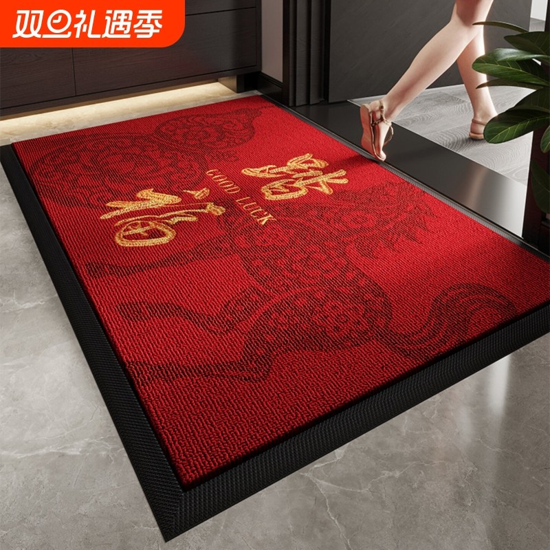 红色高级入户门地垫大门口进门耐脏免洗脚垫别墅高端地毯防滑氛围