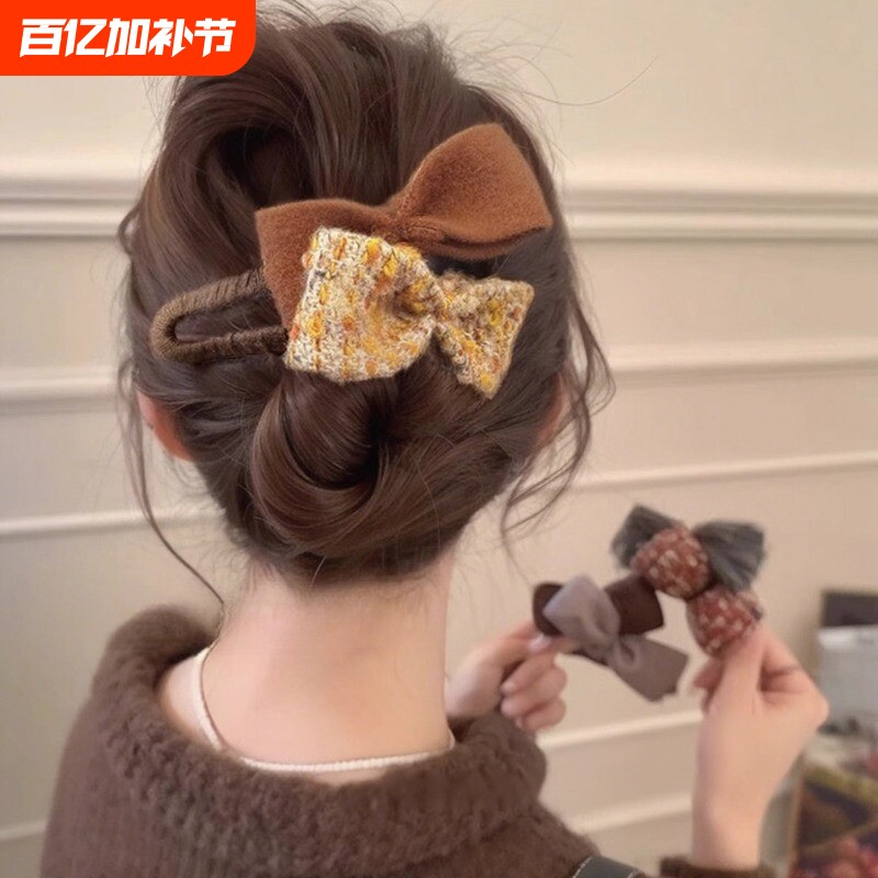 蝴蝶结鸭嘴夹高级感2025新款发夹女半扎一字抓夹安全鲨鱼夹子发饰