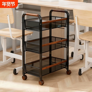 书桌旁小推车学生宿舍落地可移动放置架家用分层零食推车置物储物