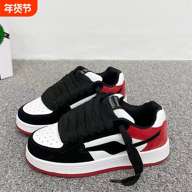 港风闪电情侣面包鞋ins春秋季新款厚底百搭休闲板鞋女鞋子圆头,女鞋,休闲板鞋,淘宝优惠券,粉丝福利购,淘宝优惠卷