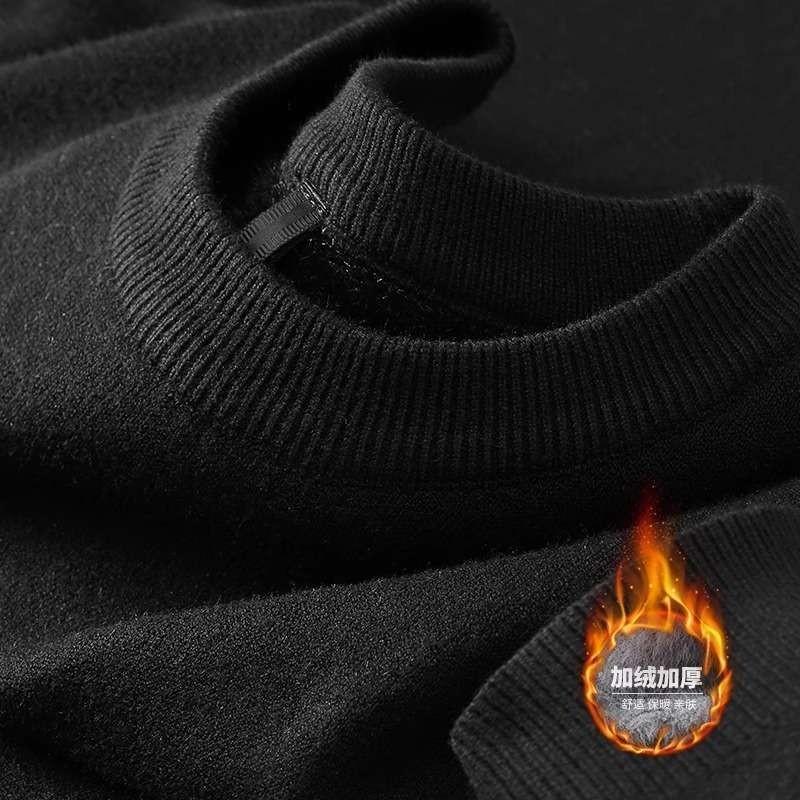 深冬加绒加厚一体绒圆领毛衣男士修身柔软细腻保暖针织打底衫男士,男装,中老年上装,淘宝优惠券,粉丝福利购,淘宝优惠卷