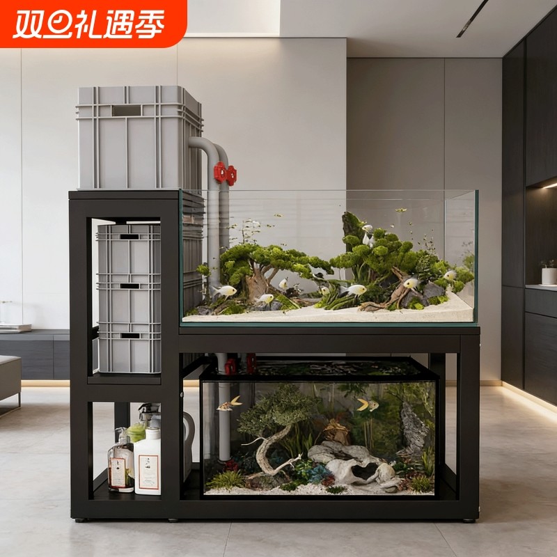 鱼缸架客厅家用组合鱼缸底座办公室鱼缸架子双层落地式水族箱架子