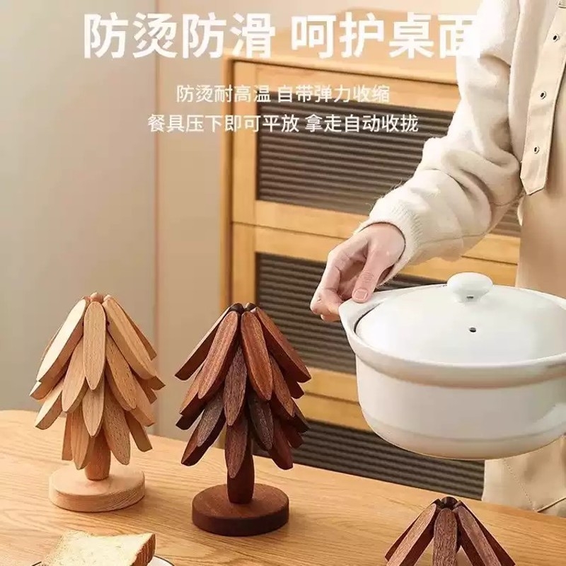 隔热垫一棵树防烫垫餐桌高级感餐盘碗垫耐高温木质垫子胡桃木桌面