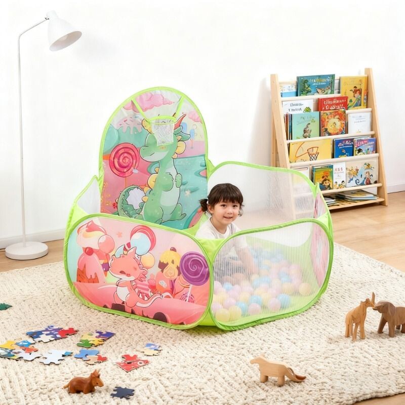 儿童帐篷室内外可折叠攀爬游戏球池收纳海洋球池投篮框围栏玩具