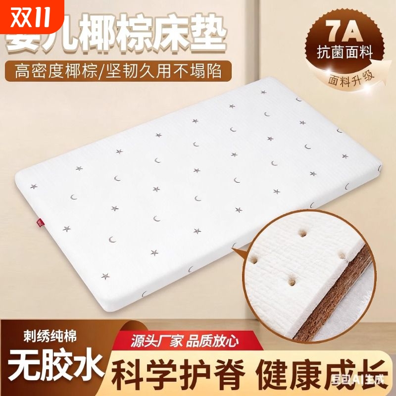 婴儿床垫宝宝椰棕垫儿童垫a类乳胶拼接床幼儿园垫子纤维护脊棕榈