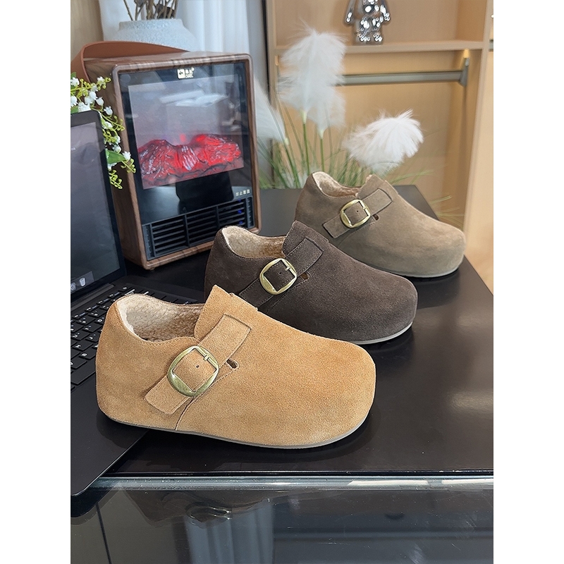 内增高厚底冬季加绒勃肯鞋全包保暖2025新款真牛皮毛毛博肯鞋女鞋