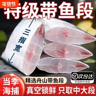 舟山东海带鱼新鲜冷冻带鱼段中段无冰特大雷达网海捕小眼睛5斤级
