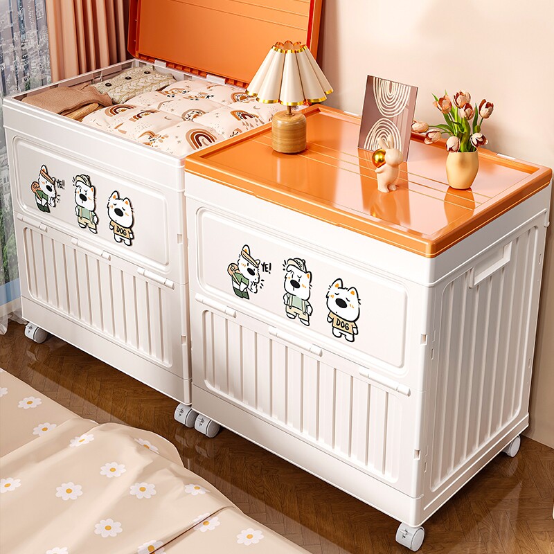衣服收纳箱大容量超大卧室整理箱家用带轮折叠翻盖衣物被子储物柜