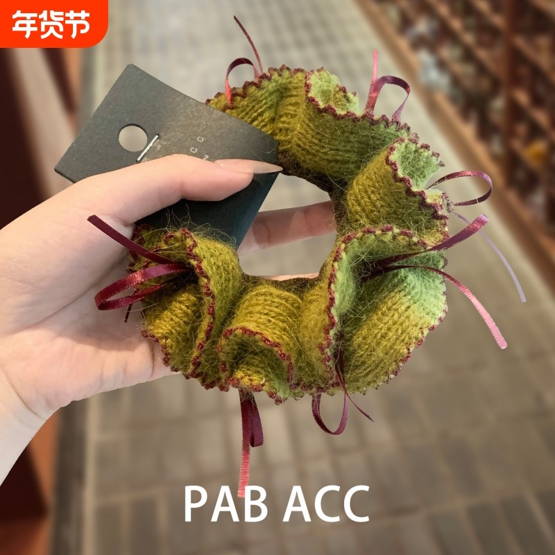 韩国森系超显白果绿撞色针织毛绒蝴蝶结发圈双层高端弹力皮筋毛线,饰品/流行首饰/时尚饰品新,发饰,淘宝优惠券,粉丝福利购,淘宝优惠卷
